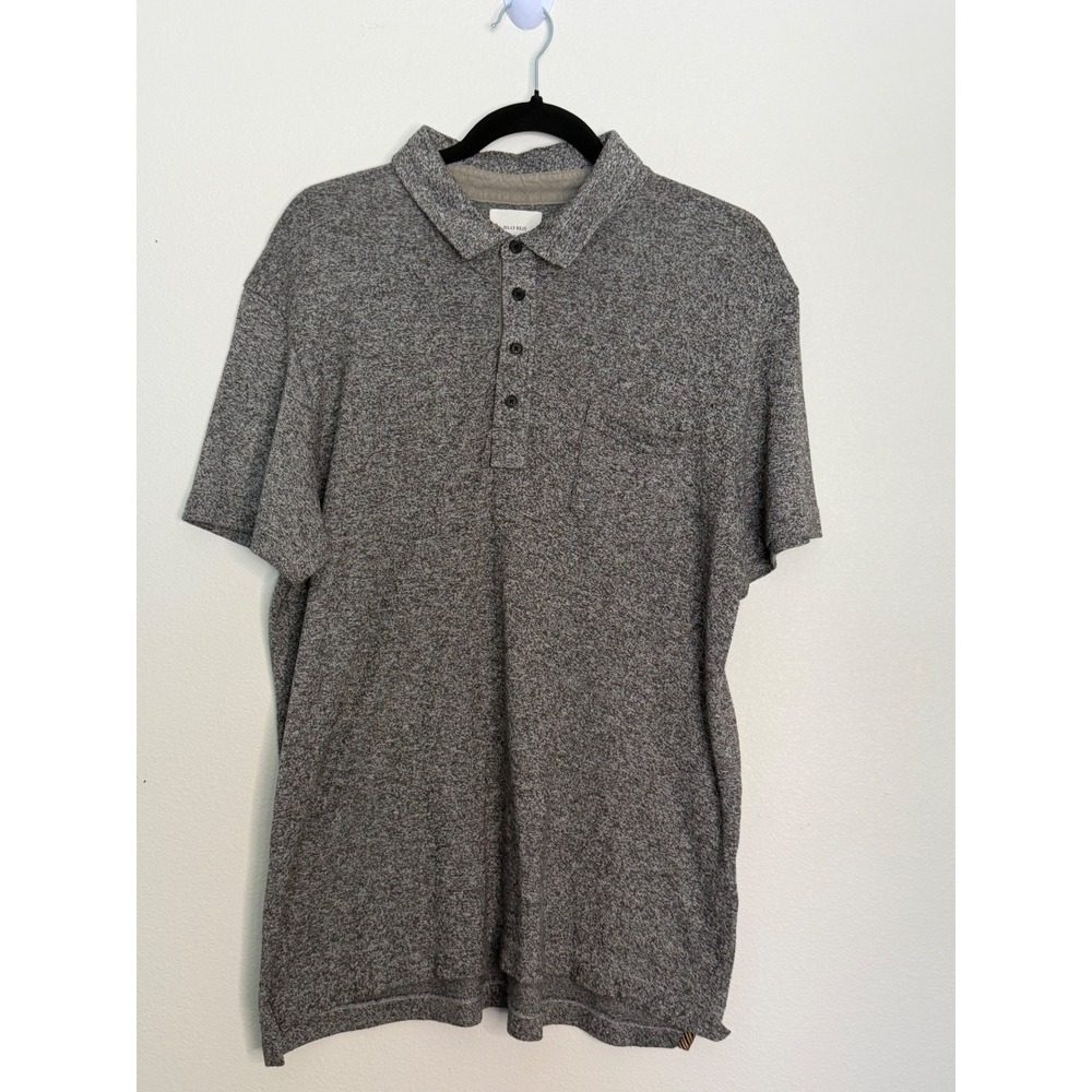 Billy Reid Men's Grey Heather Textured Knit Short Sleeve Polo Shirt XL